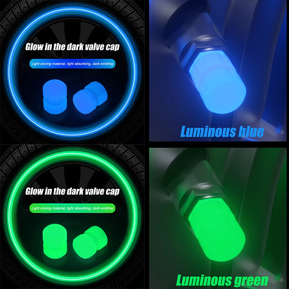 

1/2/4/8PCS Universal Fluorescent Car Tire Valve Caps Tire Valve Luminous Tire Valve Cover For Car Truck Bike Fashion Accessories
