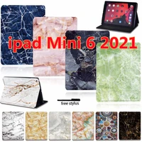 2021 ipad case for mini 6 8 3inch leather cover apple ipad mini 6 a2567 a2568 a2569 new marble pattern ultrathin pencil cases