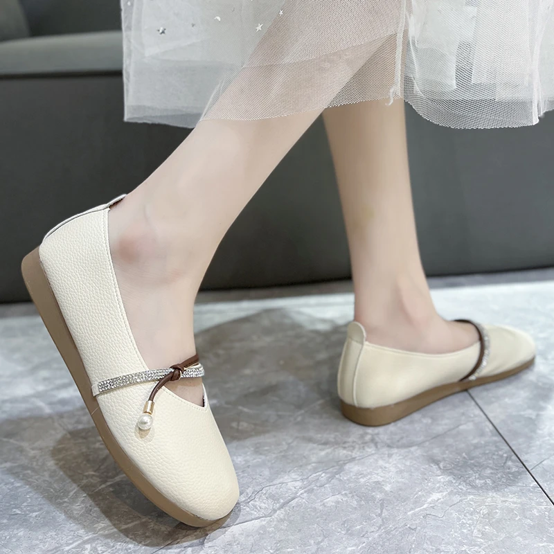 Summer Women's Shoes Genuine Leather  Mother's Shoes Soft Bottom Comfortable Loafers Women Work Shoes Comfortable for Work