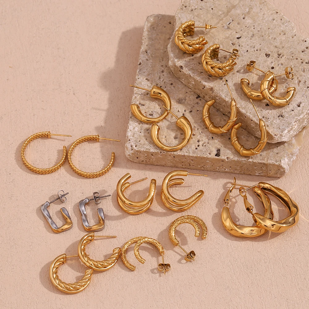 Распродажа Классические витые Разноцветные серьги из нержавеющей стали для