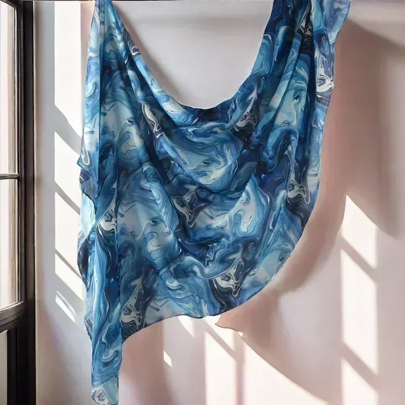 Модальный шарф-хиджаб с мраморным принтом хлопковая вискоза мягкая непрозрачная