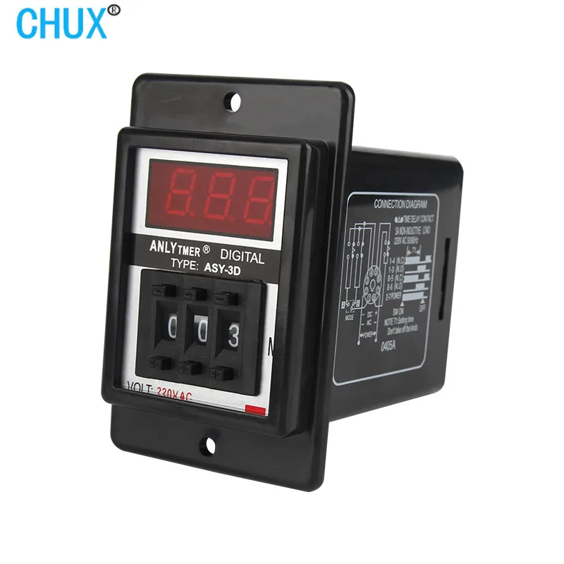 

Asy-3d Digital Display Time Relay 999S Dial Code Delay unit 999M Timer AC220V AC380V DC24V Multi-range LED Relays