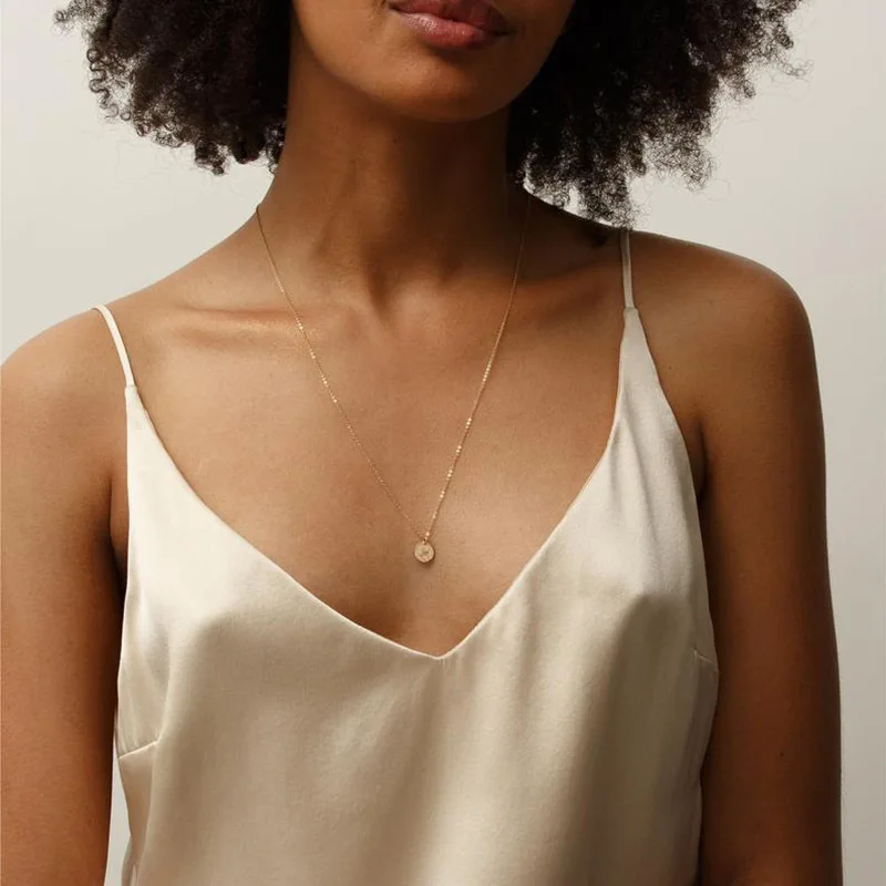 New ins Stainless Steel Hand Gesture Pendant Necklace For Women 12mm Dish Design Symbol Necklaces Fashion Jewelry Gift