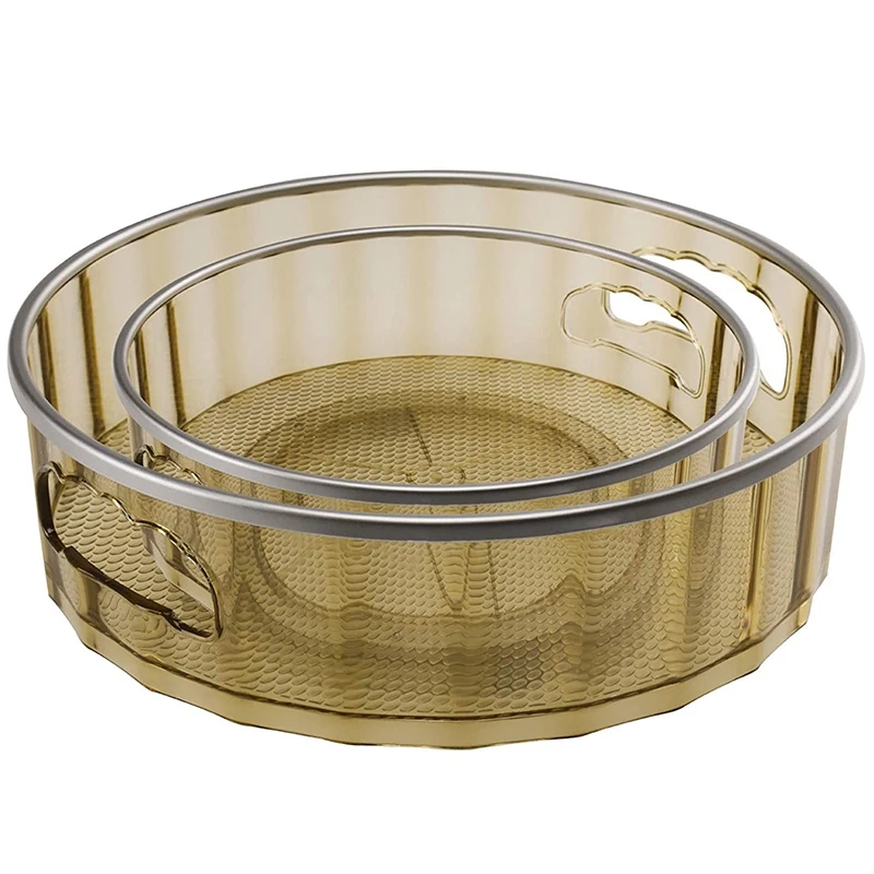 

Поворотный стол Lazy Susan, нескользящий шкаф, органайзер для кладовой, кухни под раковину, Полка для специй, хранение, 2 упаковки, золото