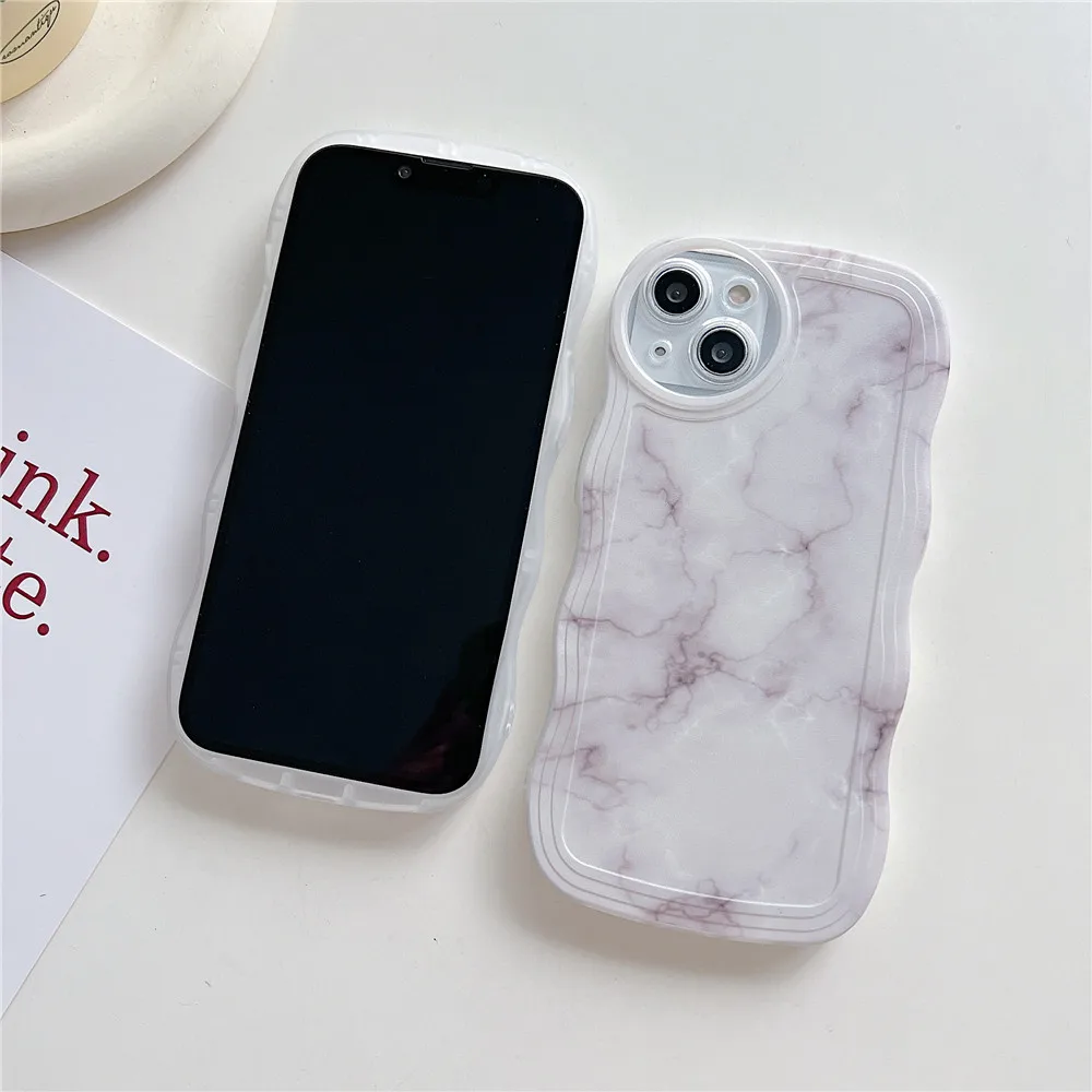 

Lovebay Luxury Marble Wave Edge Phone Case For iPhone14 11 Pro Max X XR XS Max 12 13 Mini 6 7 8 14Plus Soft Shockproof Back Cove