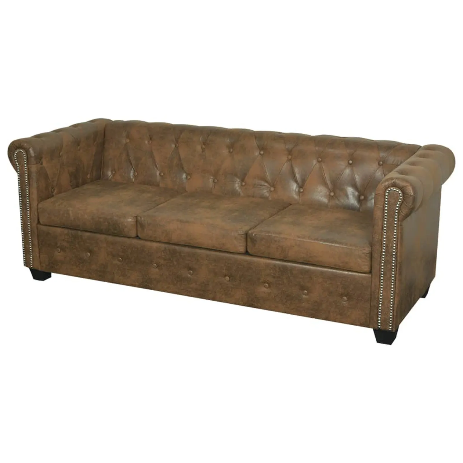 

Диван Chesterfield на 3 места из коричневой искусственной кожи