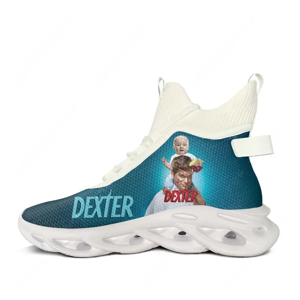 Фото Кроссовки Dexter High Top Flats Sneakers TV Show Morgan, мужские и женские спортивные кроссовки для бега, обувь на шнуровке из сетчатого материала, обувь на заказ №4