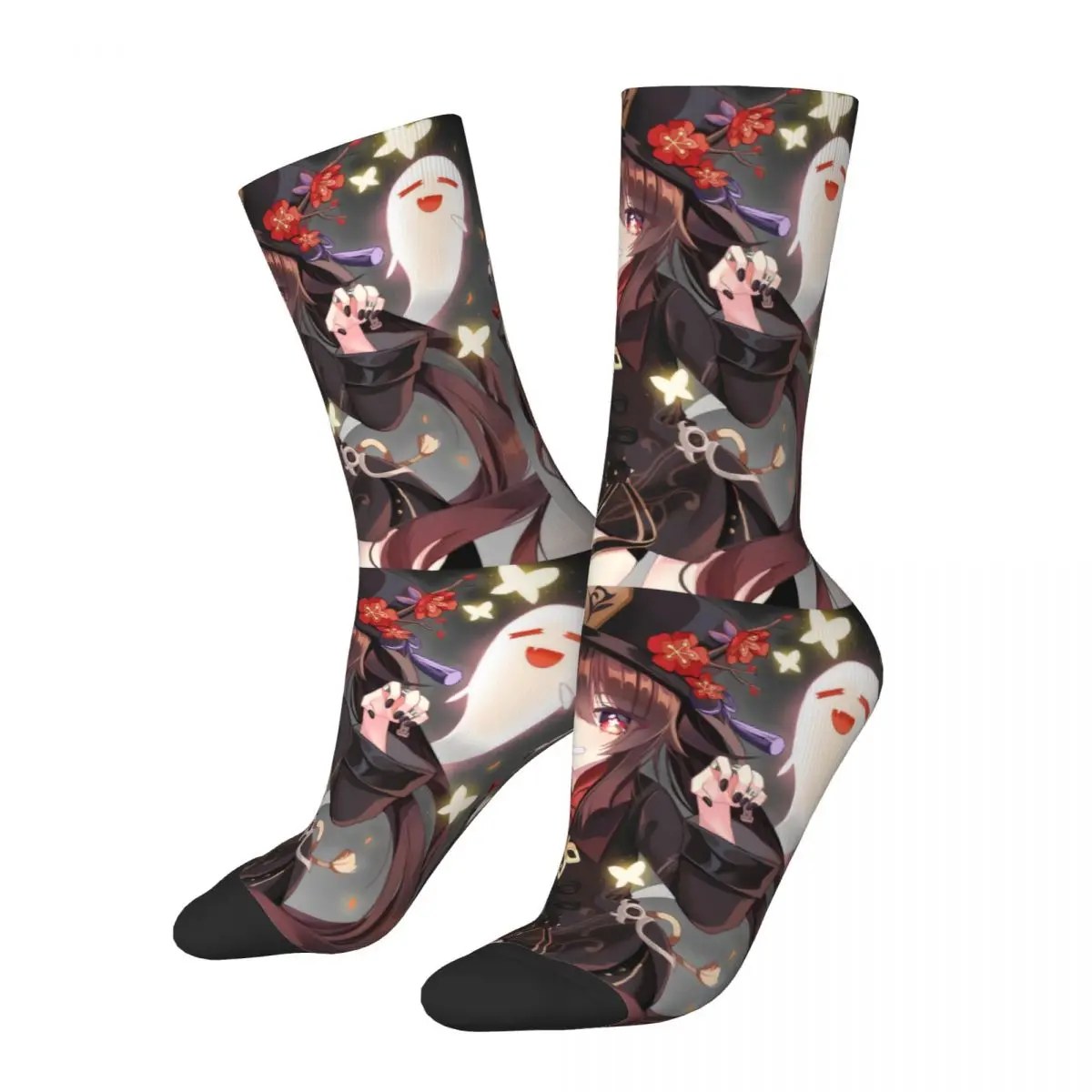 

Winter Warm Crazy Design Men's Women's Hu Tao Socks Genshin Impact Amine Breathable Crew Socks