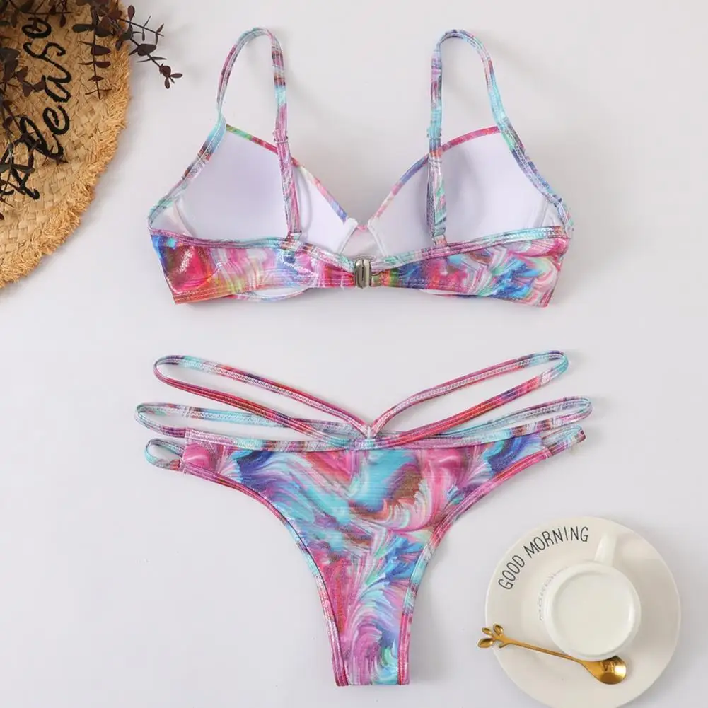 

2Pcs/Set Women Bikini Backless Swimwear Adjustable Strap Swimwear