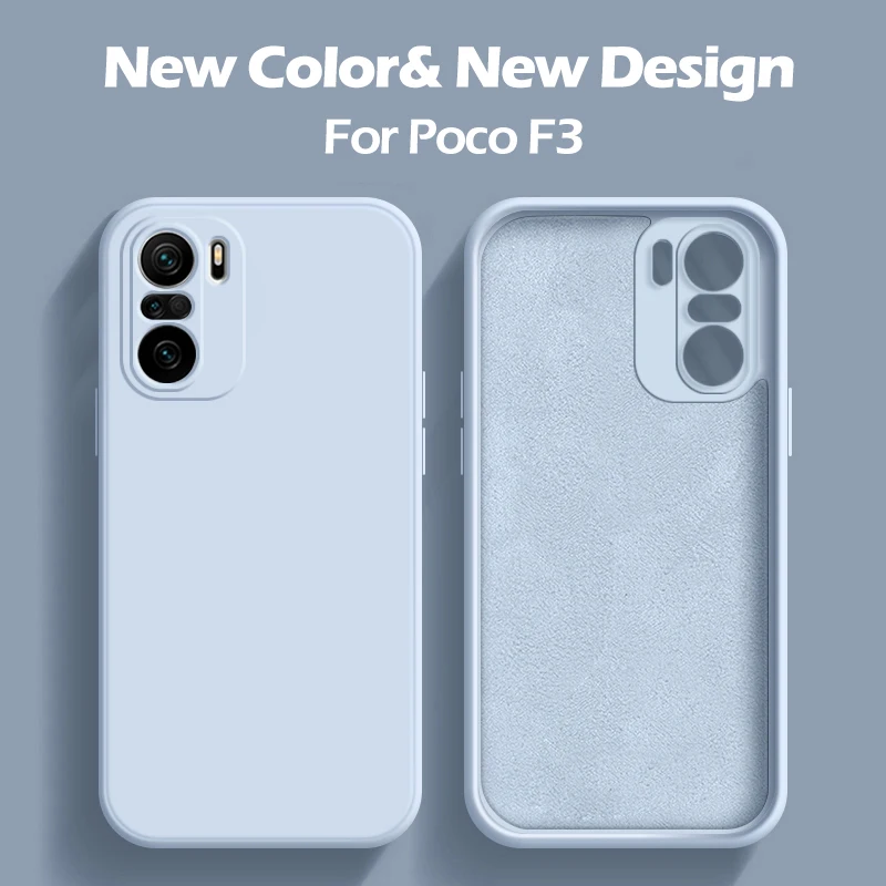 

Чехол Poco F3 F 3 PocoF3, роскошный квадратный защитный чехол из жидкого силикона для камеры сяоми Poco F3 Poco F 3 PocoF3, мягкий чехлы