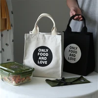 portable canvas insulated lunch bags picnic tote dinner food container thermal ice cooler storage bag bento box cloth handbag