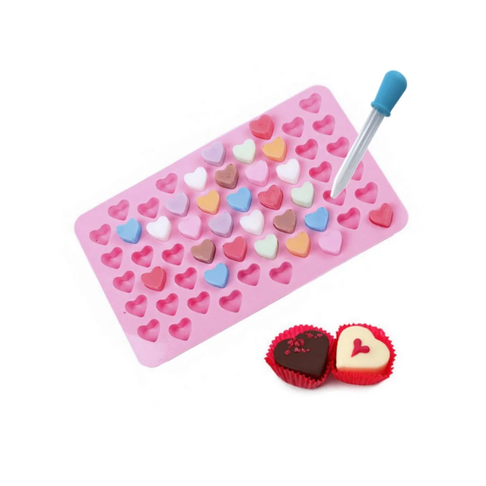 

2023 DIY Heart Shaped 3D Silicon Chocolate Jelly Candy Cake Bakeware Mold 55 Holes Pastry Bar Ice Block Soap Mould Baking Tools