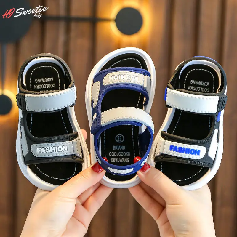 

Детские сандалии Корейская версия нескользящей мягкой подошвы пляжная обувь для маленьких мальчиков детские сандалии
