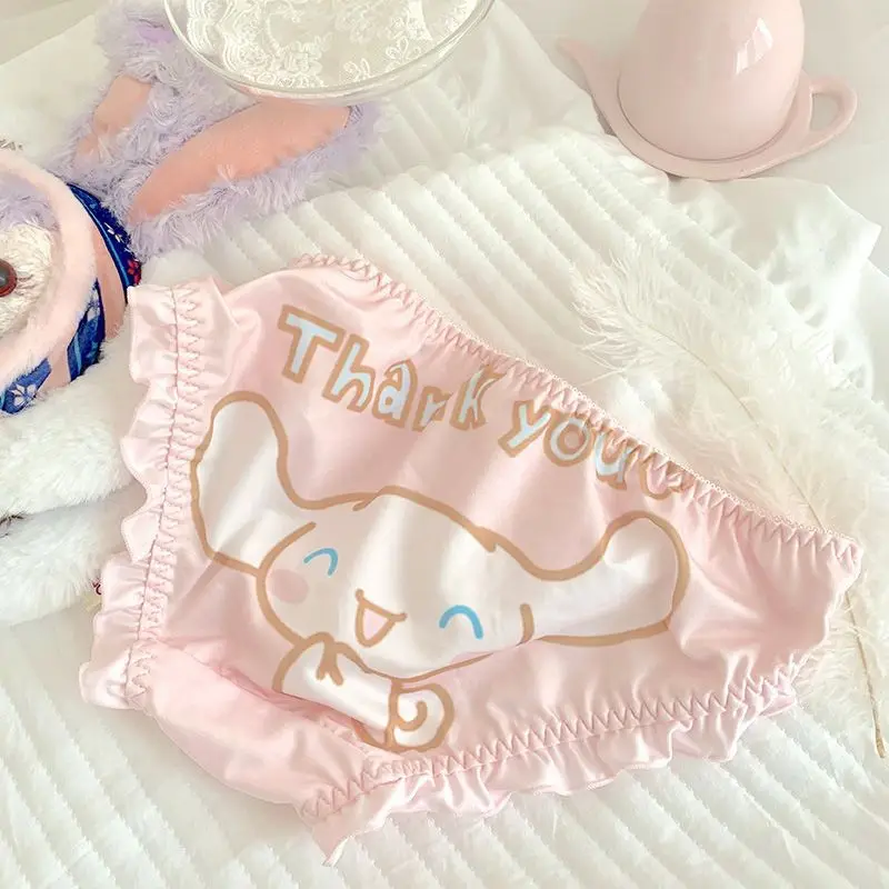 Anime Cartoon Sanrios Cinnamoroll Panties Kawaii Sexy Girl Student Ins Low Waist Pure Cotton Traceless File Bow Milk Silk Briefs images - 6
