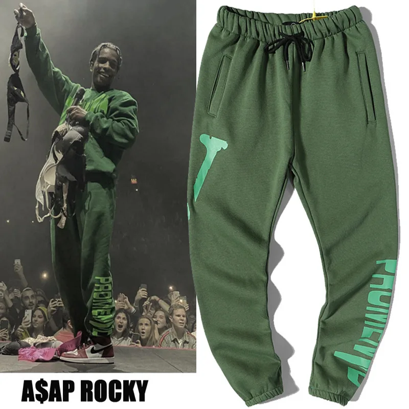 

vlone rapper parade plus velvet casual sports brand trousers men and women loose bf sweatpants pure cotton high quality