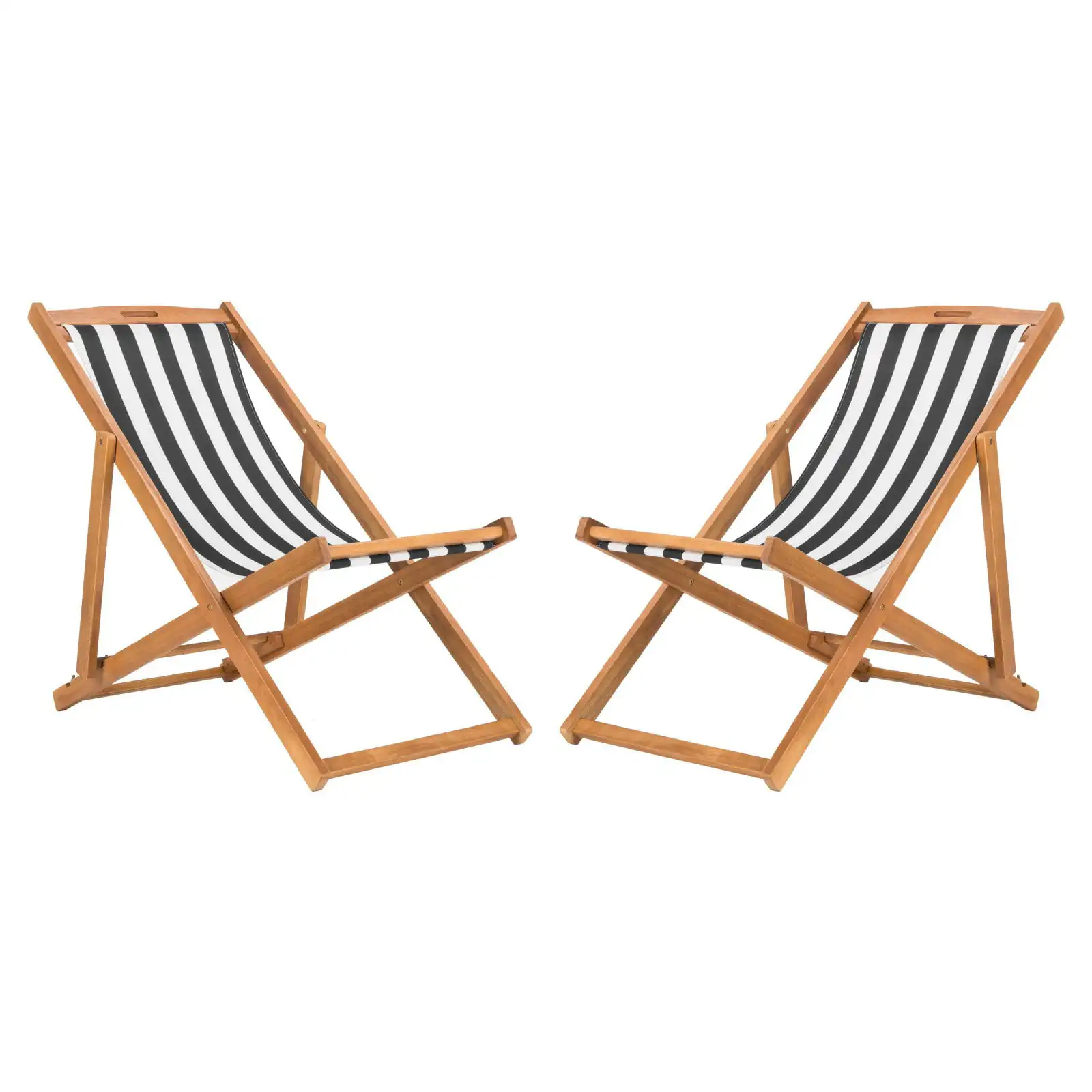 

Outdoor Foldable Sling Chair, Set of 2 - Black/White