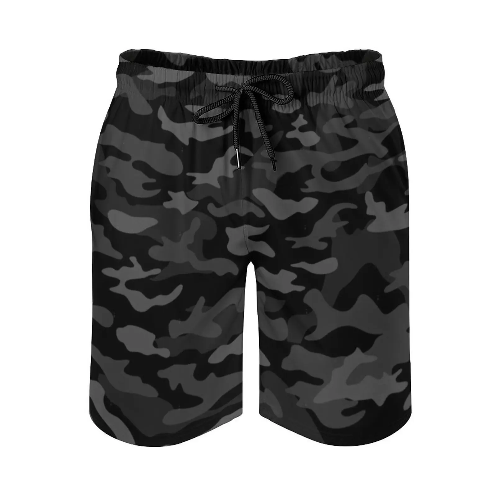 

New Age Black Camouflage Design Men's Beach Shorts Board Shorts Bermuda Surfing Swim Shorts Army Design Camouflage Dark