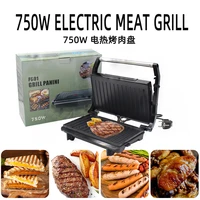 Electric Indoor Searing Grill Removable Easy-to-Clean Nonstick Plate Stainless Steel Electric Contact Grill