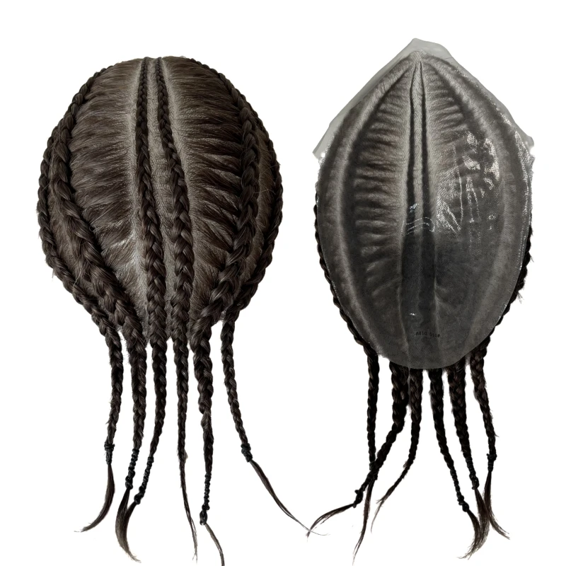Парик из натуральных волос yuanhaibo коричнево-серый 8x10