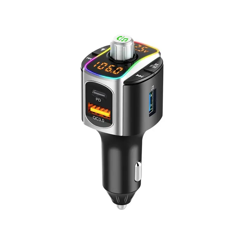 

Светодиодный льный FM-трансмиттер со светодиодной подсветкой, Bluetooth, MP3, TF/U, дисковый плеер, автомобильный комплект громкой связи, адаптер с д...