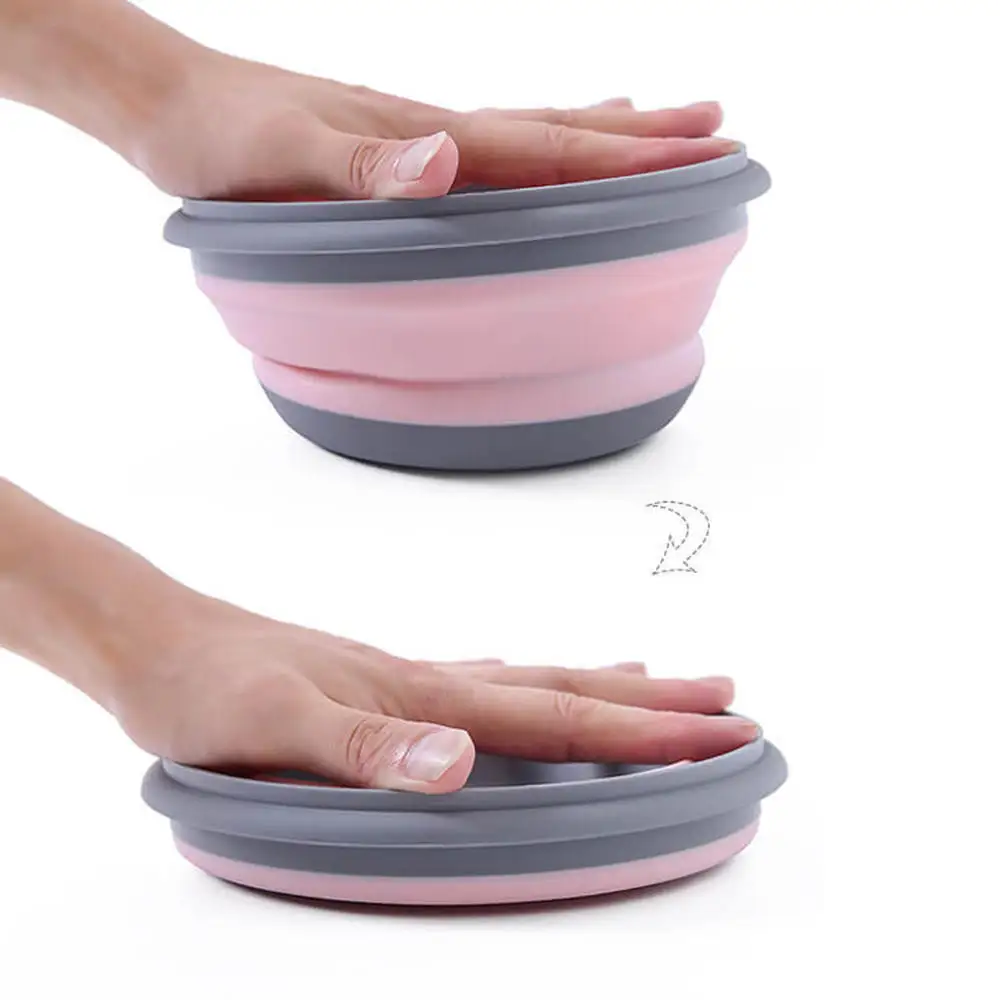 3 pcs/set Foldable Silicone Tableware Set Portable Food Container Salad Dish Camping Travel Outdoor Food Bowl for Kitchen