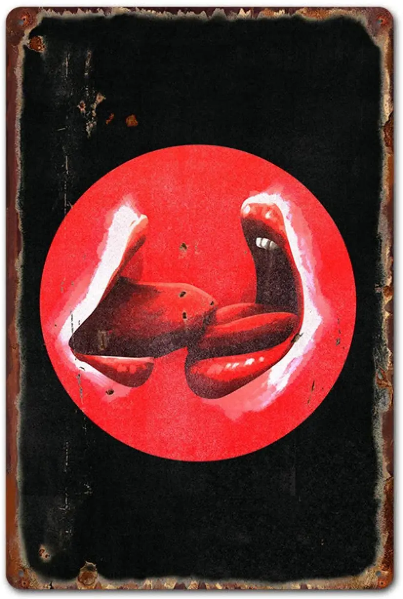 

Red Lips Tin Sign Art Painting Metal Iron Craft Hanging Signs For Bar Cafe Modern Home Decoration Retro Plate 12*16 Inch