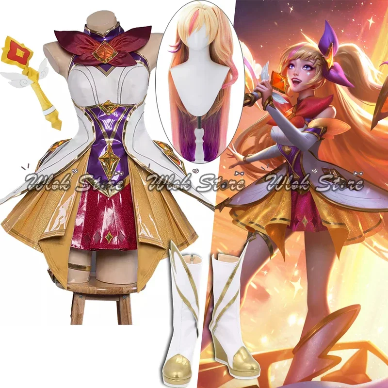 Игра LOL Star Guardian Seraphine Косплей Костюм Парик Розовые Фиолетовые Волосы Женские