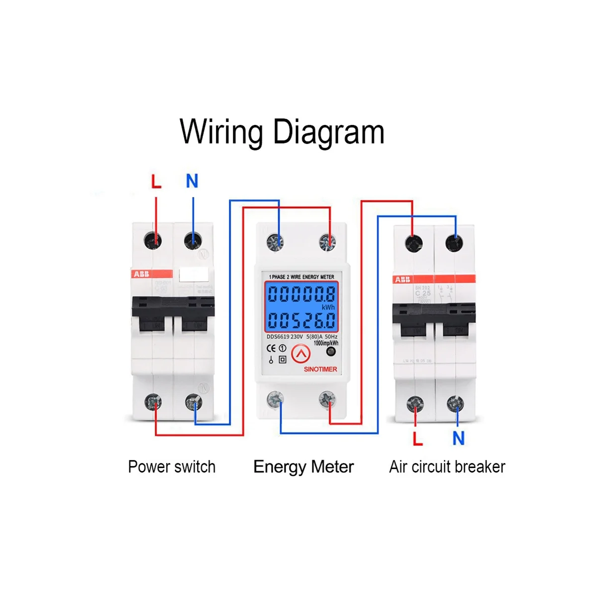 Цифровой Однофазный сброс SINOTIMER измеритель нулевой энергии на Din-рейке