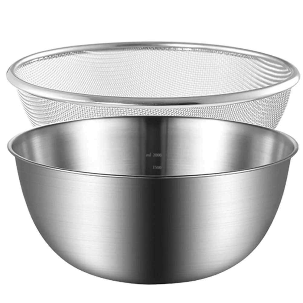 

Stainless Steel Drain Basket Fruit Kitchen Counter Strainer Two Tier Tiered Metal