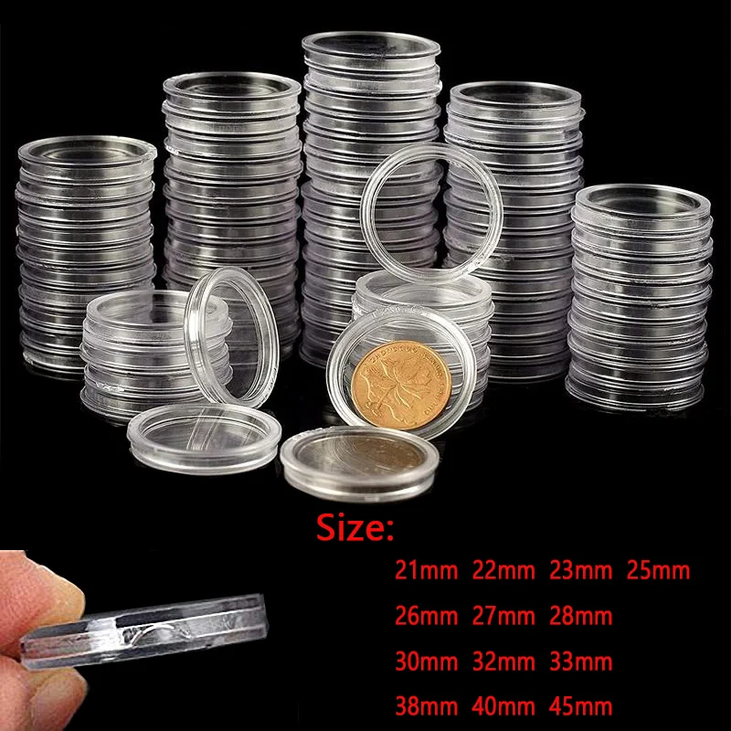 

10/25Pcs Transparent Plastic Coin Holder Coin Collecting Box Case for Coins Storage Capsules Protection Boxes Container 21-45mm