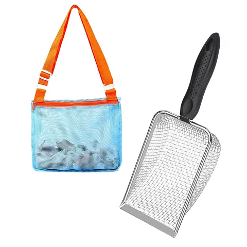 Пляжная сетчатая лопата с сетчатой пляжной сумкой для фильтрации песка, Детская лопата для сбора ракушек, Пляжная игрушка