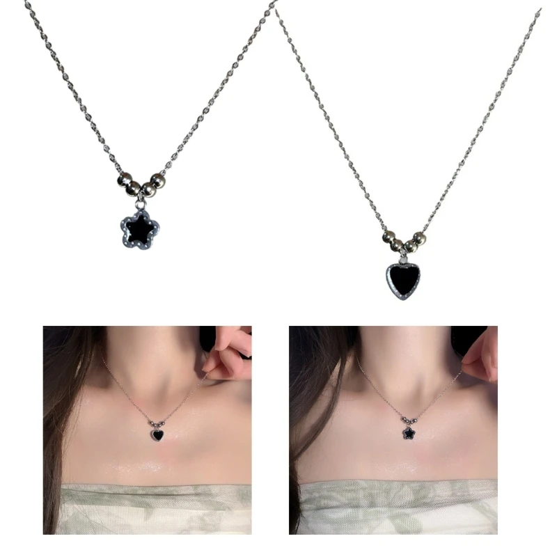 

Love Heart Five-pointed Star Necklace Niche Simple Hip-hop Clavicle Chain Female Steel Necklace Does Not Fade