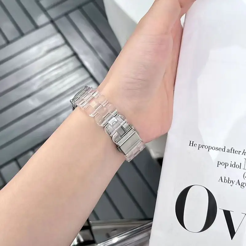 Resin Strap For Mi band 8 Correa Bracelet With Case Watchband For Xiaomi smart band 8 Women Strap Replacement Transparent Belt