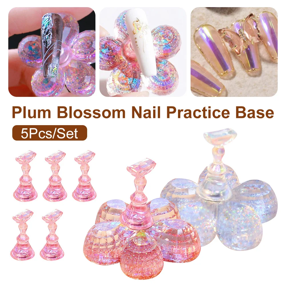 

5Pcs/Set Plum Blossom Nail Practice Base Nail Display Stand Magnetic Nail Tips Stand Holder Nail Art Practice Tool Fast delivery
