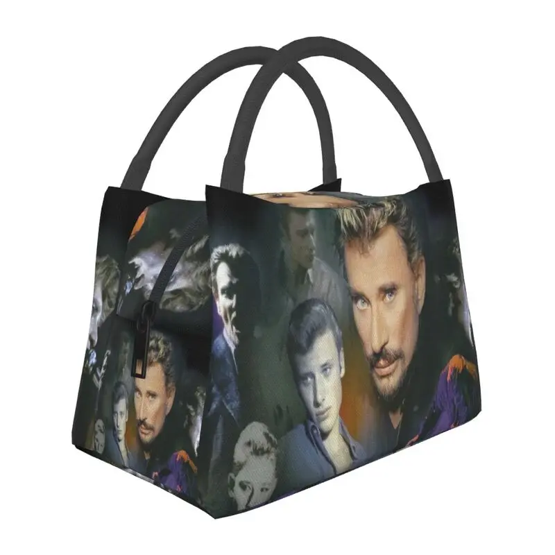 

Johnny Hallyday Insulated Lunch Bags for Camping Travel Singer Actor Resuable Thermal Cooler Bento Box Women