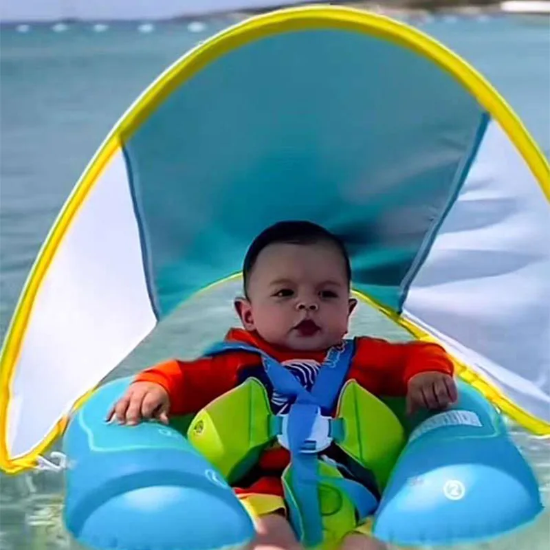 

Kids Swimming Float With Canopy Inflatable Toys Infant Floating Ring Swim Ring Baby Float Circle Summer ألعاب قابلة للنفخ