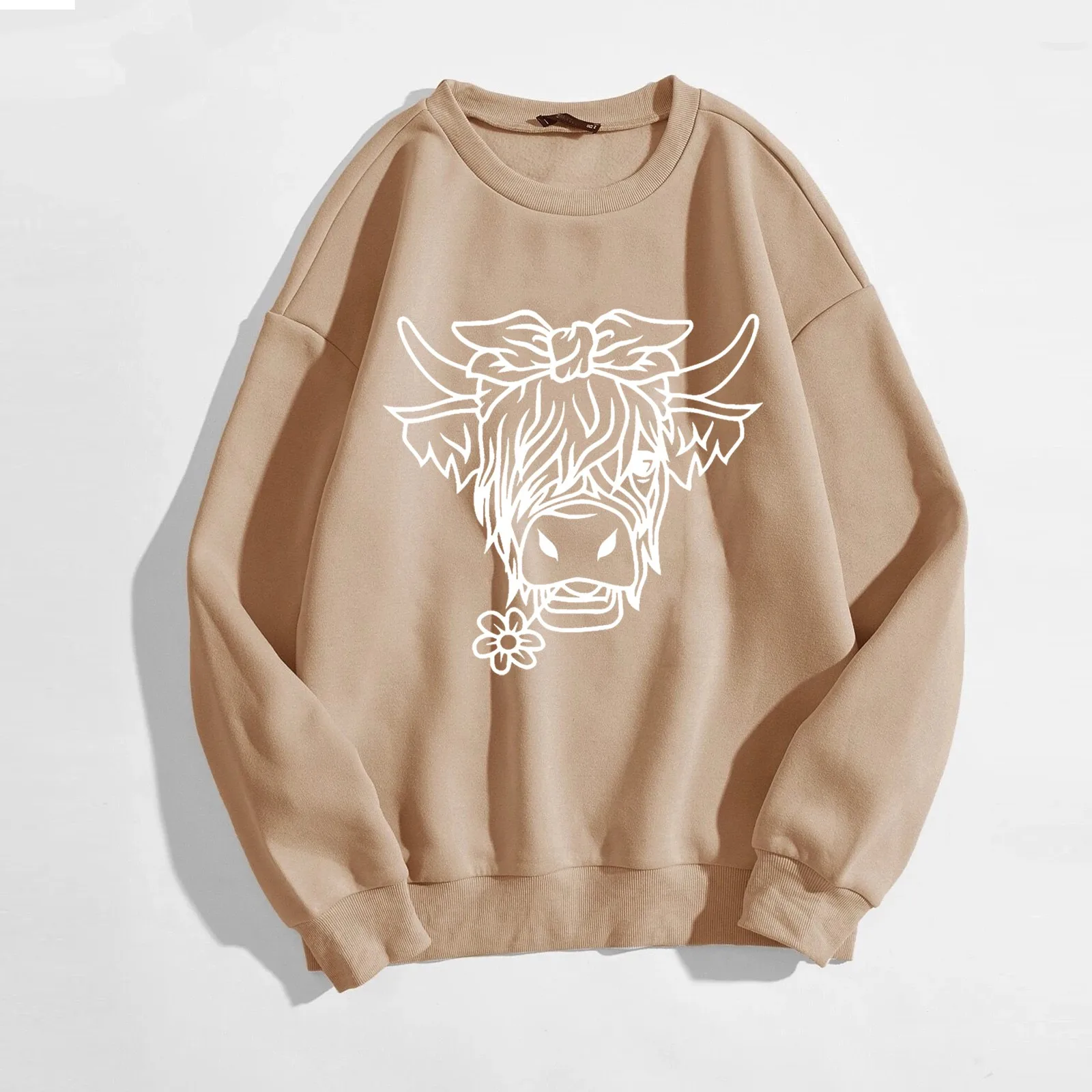 

Women Sweatshirt Merry Christmas High Land Cow Sweatshirt Long Sleeve O Neck Solid Zip Hoodie Women Spiritual Hoodies Women