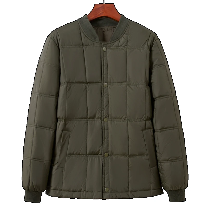 Осенне-зимняя мужская куртка повседневный теплый тонкий пуховик с круглым