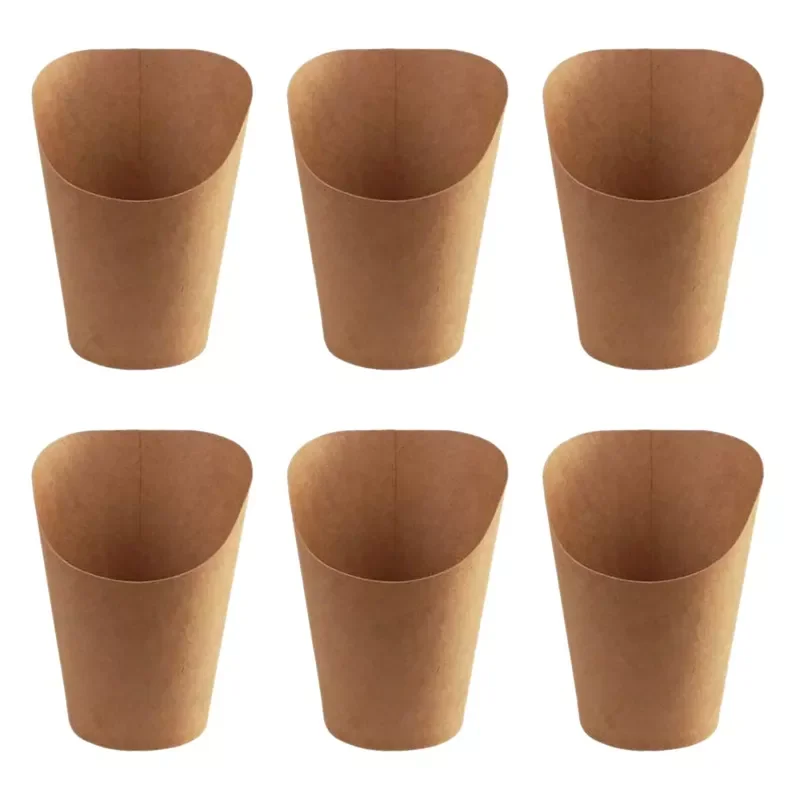 

100Pcs Disposal Take-Out Party Dessert Supplies Baking Cakes Egg Puff French Fries Chips Snacks Kraft Paper Cups Holder, 300Ml (