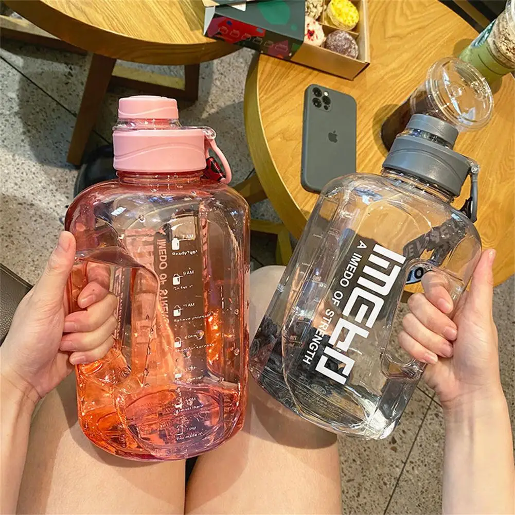 

2200ml Transparent Sports Water Bottle With Handle Outdoor Large Capacity Plastic Cup For Fitness Gym Camping Outdoor Sports