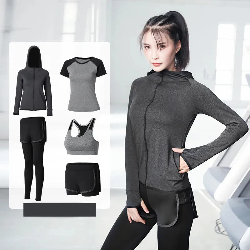 

Bauhinia 5 Pcs Seamless Women Yoga Set Women Gym Fitness Clothing Women Yoga Suit Fashion Fitness Leggings Bra Crop Top Female