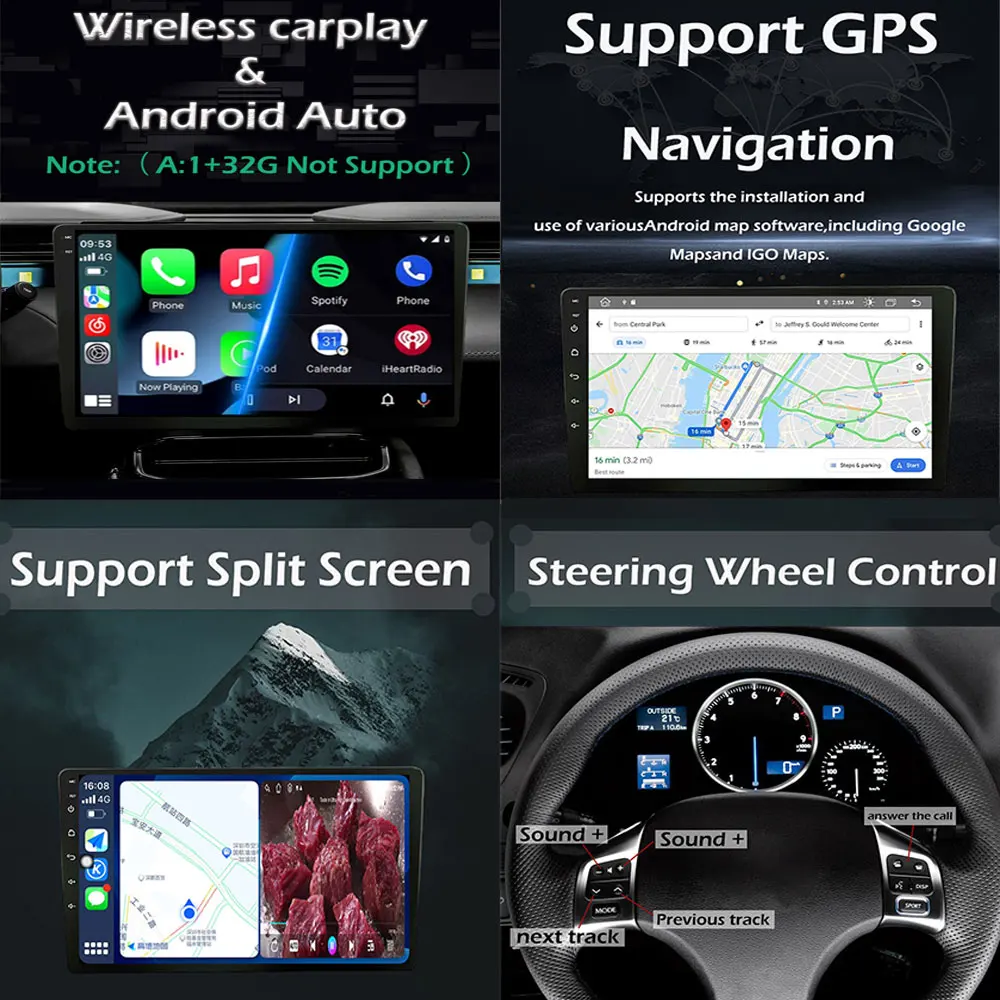 Автомобильный мультимедийный видеоплеер 9 дюймов GPS-навигация стерео Wi-Fi Bluetooth