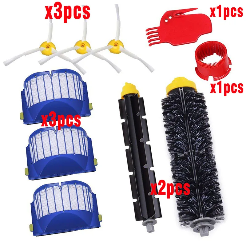 

For iRobot Roomba 600 Series Bristle&Flexible Beater Brush 3-Armed Brush Aero Vac Filters kit spare parts clean kits