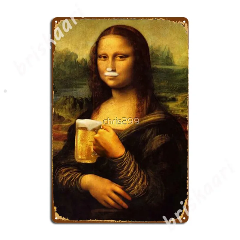 

Mona Lisa Tshirt Beer Chopp Metal Signs pub Club Bar Funny Wall Decor Tin sign Posters