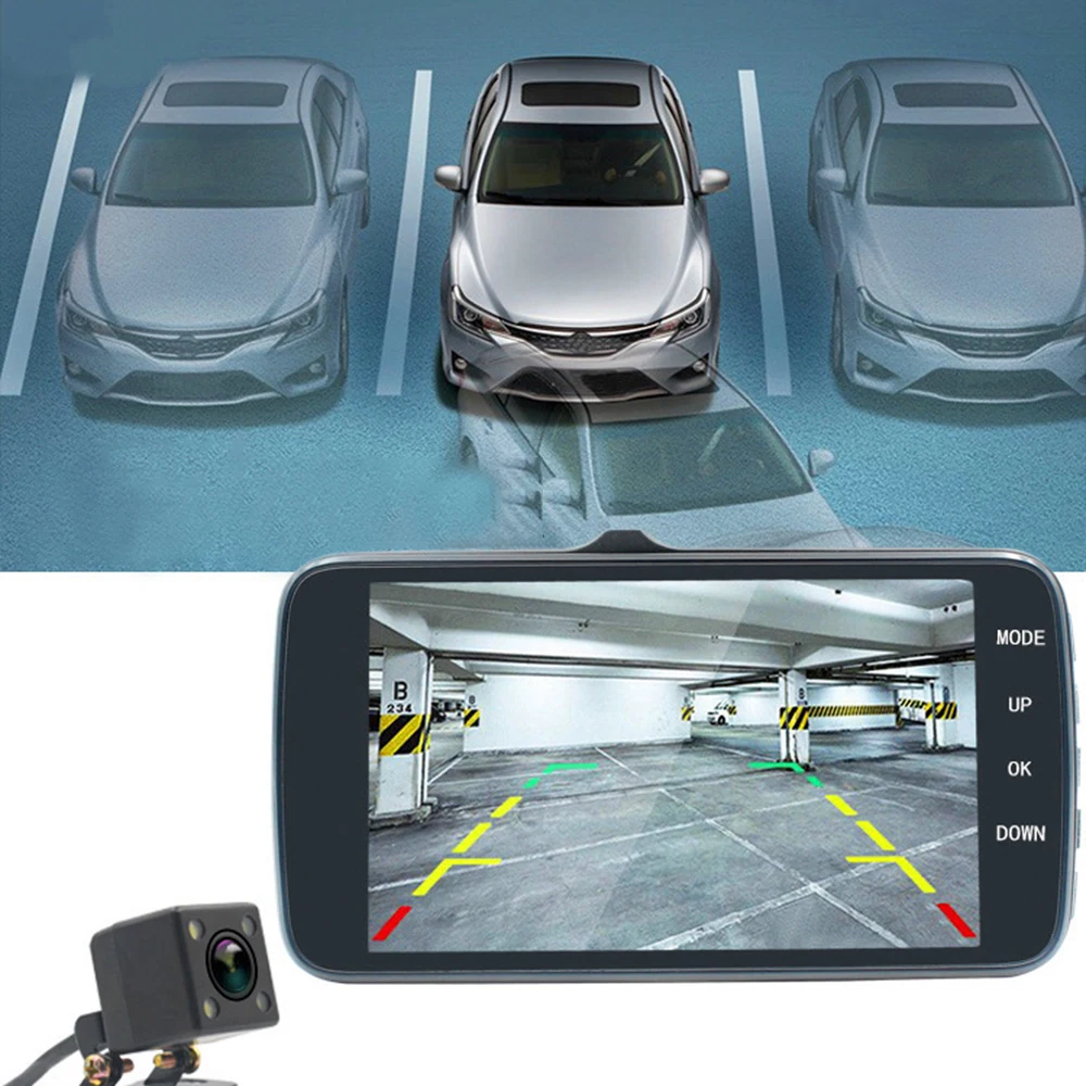 

HD 4 .0 Inch Dual Lens Image 1080P Hidden Wide Angle Driving Recorder Dash Cam Dual Lens Car DVR Camera LED Fill-in Light
