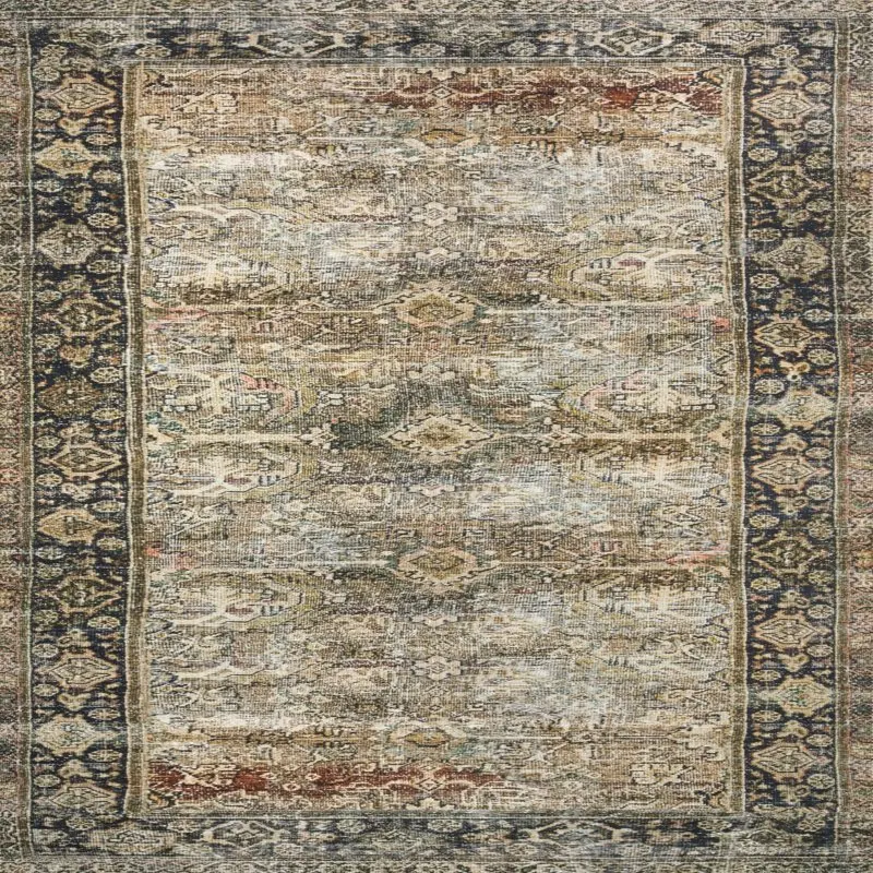 

, Extra Soft Extra Soft Printed Oriental Distressed Olive / Charcoal Area Rug, Durable and Stylishly Elegant for Home Decor
