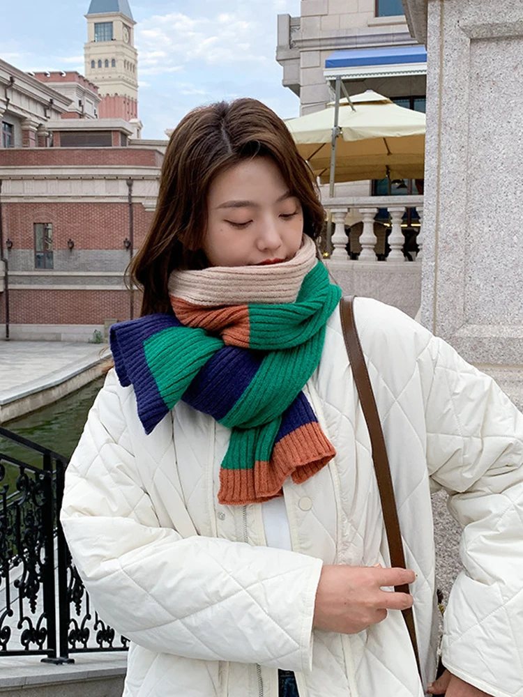 Модный женский милый зимний шарф из искусственного кашемира в стиле ретро теплый