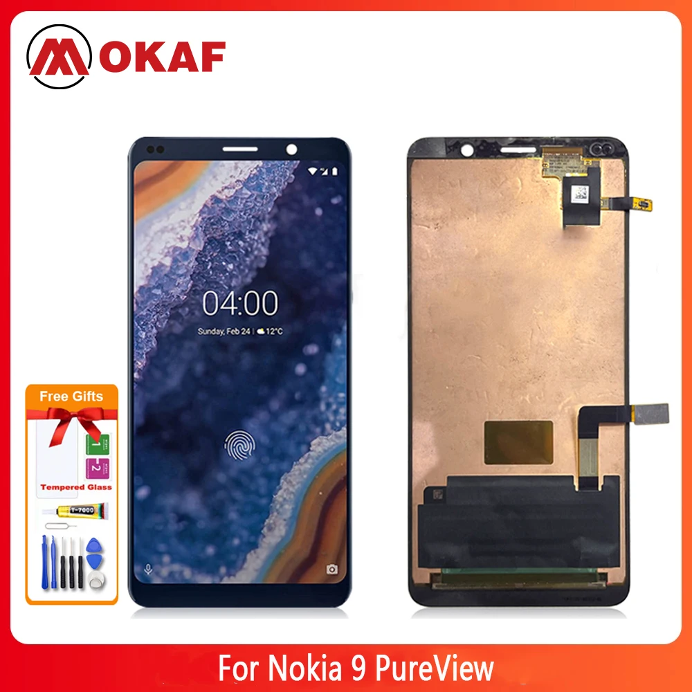 

OKANFU New Original For Nokia 9 PureView LCD Display Touch Screen Digitizer Assembly TA-1094 A-1087 TA-1082 Screen Replacement