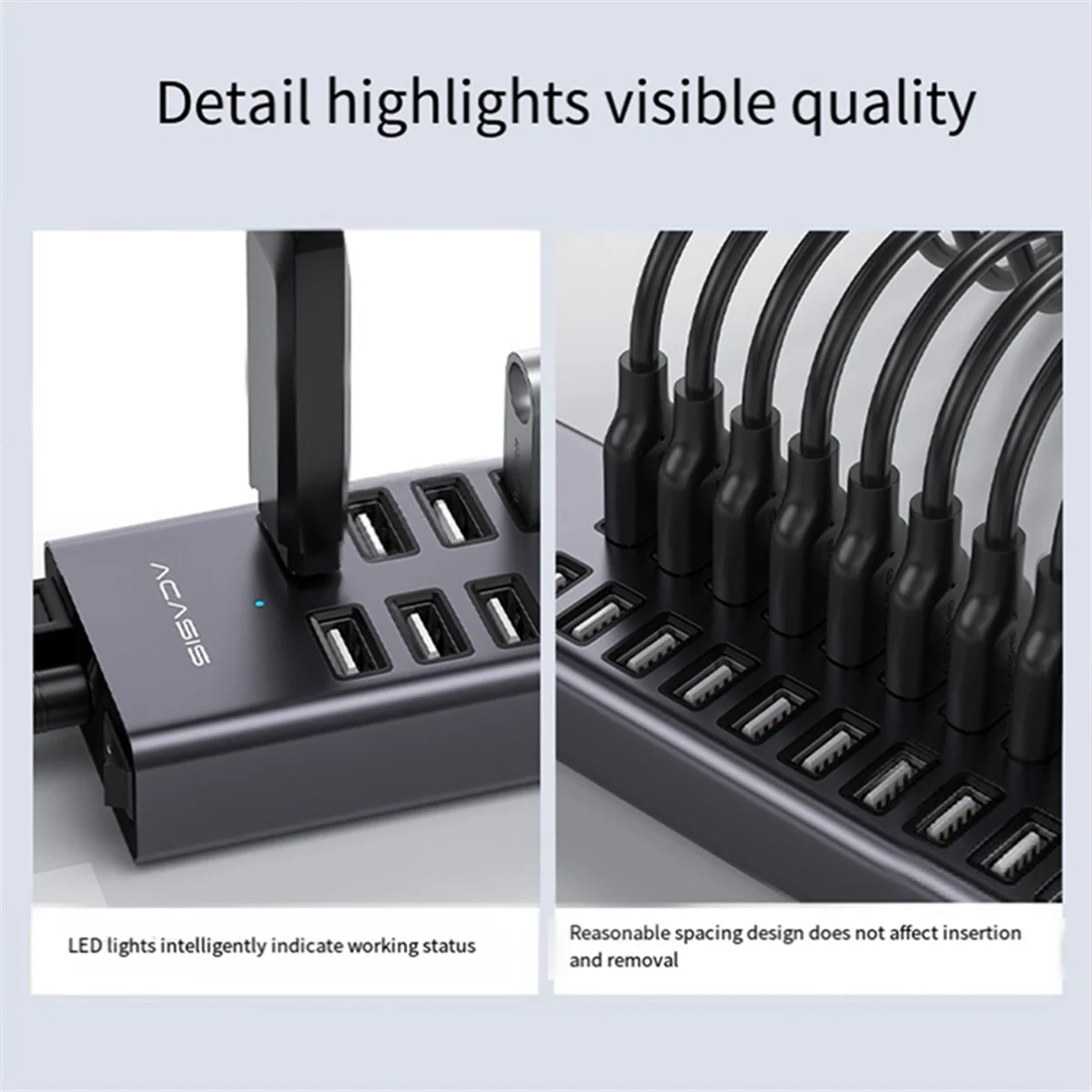 ACASIS USB2.0 HUB 20 портов USB-разветвитель со встроенным независимым адаптером питания 90