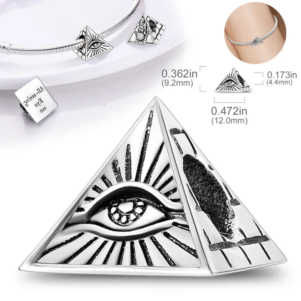 Silver 925 Gold Pyramid Mummy Double Charm Elephant Beads Fit Pandora Original Bracelet DIY Fine Jewelry Accessories for Women
